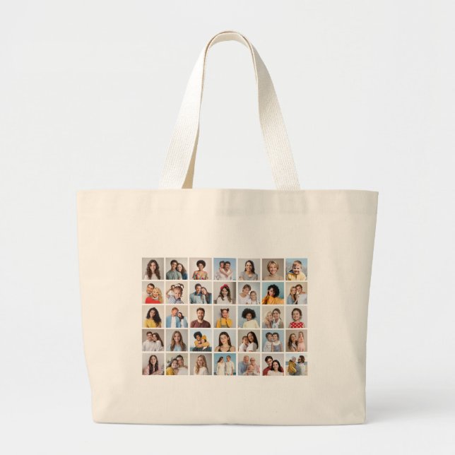 Create Your Own 35 Photo Collage Large Tote Bag (Front)
