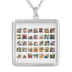 Create Your Own 35 Photo Collage Silver Plated Necklace