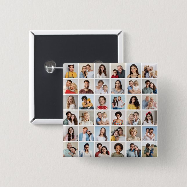 Create Your Own 36 Photo Collage Button (Front & Back)