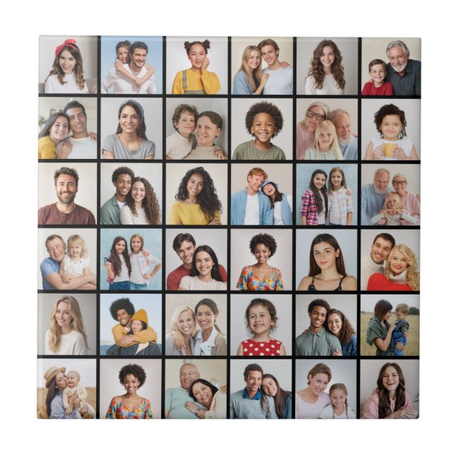 Create Your Own 36 Photo Collage Ceramic Tile (Front)