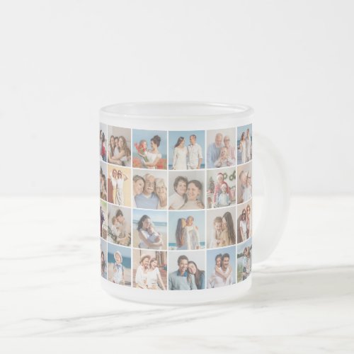 Create Your Own 36 Photo Collage Editable Color Frosted Glass Coffee Mug
