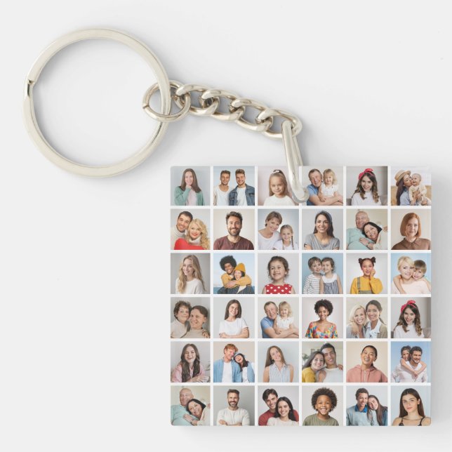 Create Your Own 36 Photo Collage Keychain (Front)