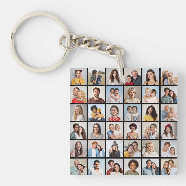 Create Your Own 36 Photo Collage Keychain (Front)