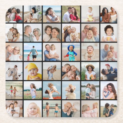 Create Your Own 36 Photo Collage Square Paper Coaster