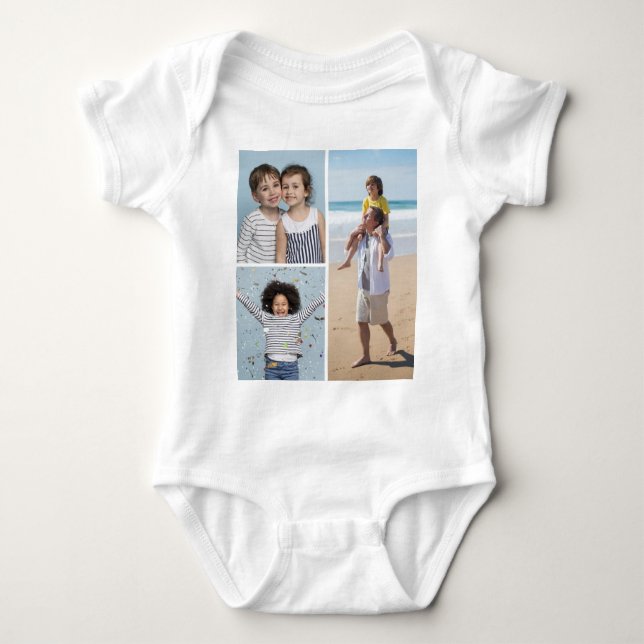Create Your Own 3 Photo Collage Baby Bodysuit (Front)