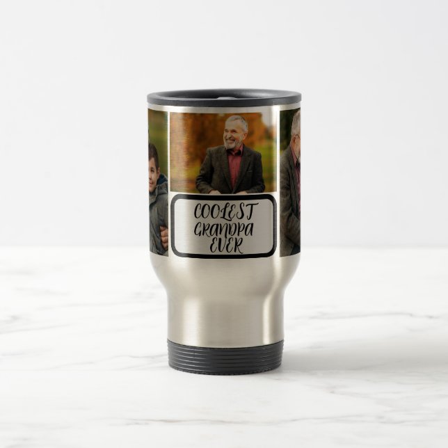 Create Your Own 3-Photo Collage Best Grandpa Ever Travel Mug (Center)