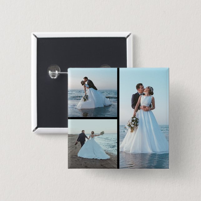 Create Your Own 3 Photo Collage Button (Front & Back)