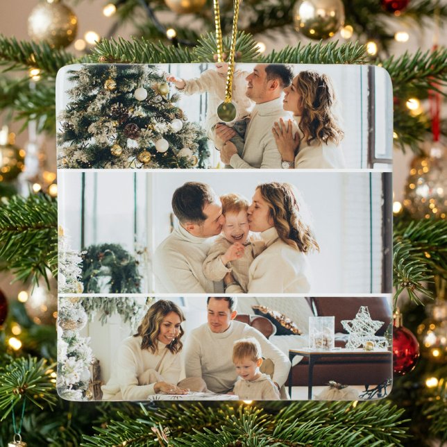 Create Your Own 3 Photo Collage Ceramic Ornament (Creator Uploaded)