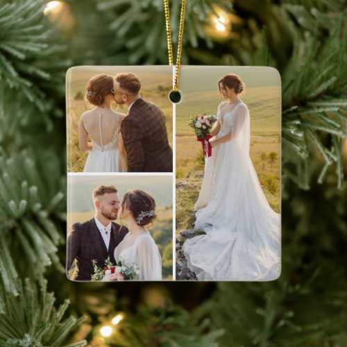 Create Your Own 3 Photo Collage Ceramic Ornament