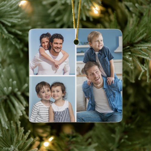 Create Your Own 3 Photo Collage Ceramic Ornament