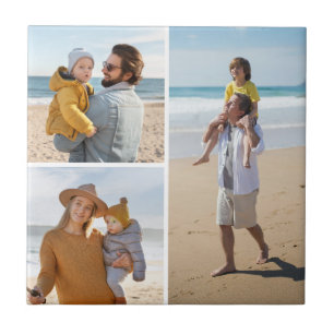 Create Your Own 3 Photo Collage Ceramic Tile