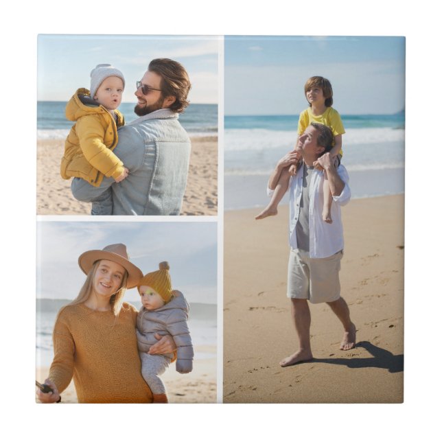 Create Your Own 3 Photo Collage Ceramic Tile (Front)