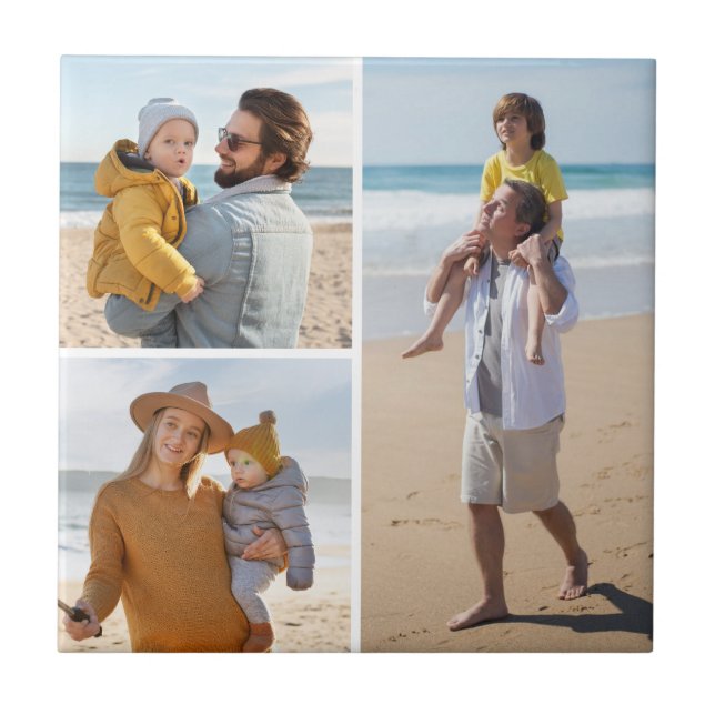 Create Your Own 3 Photo Collage Ceramic Tile (Front)