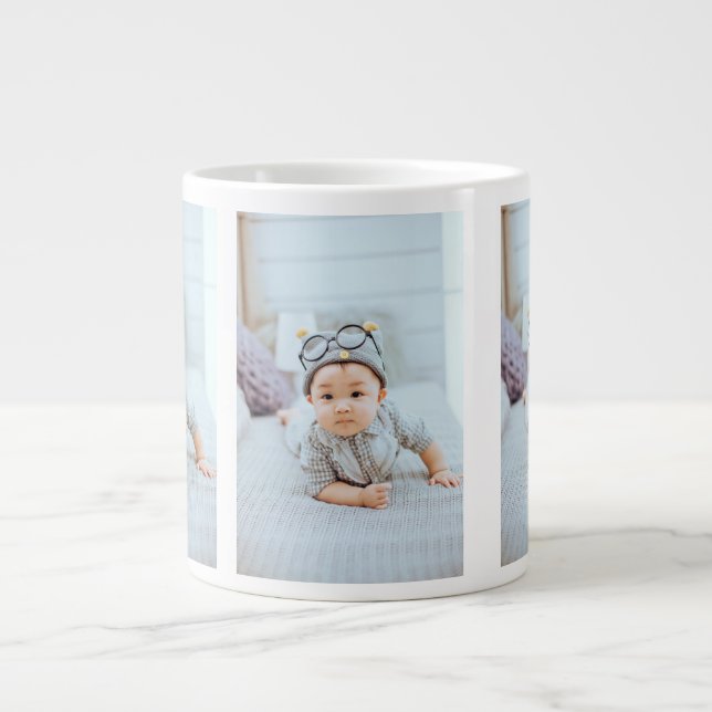 Create Your Own 3 Photo Collage Custom Giant Coffee Mug (Front)