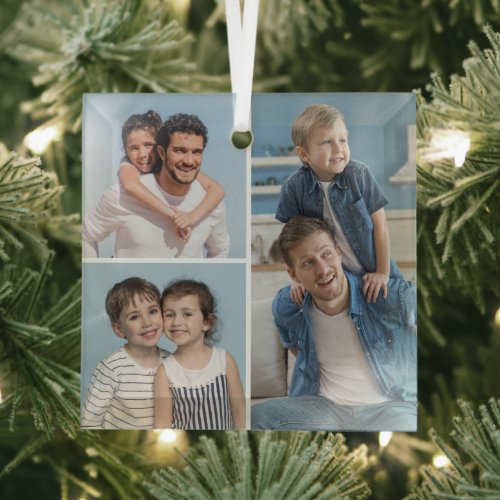 Create Your Own 3 Photo Collage Glass Ornament