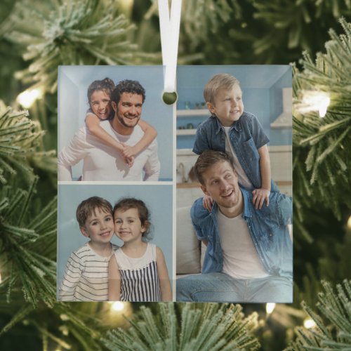 Create Your Own 3 Photo Collage Glass Ornament