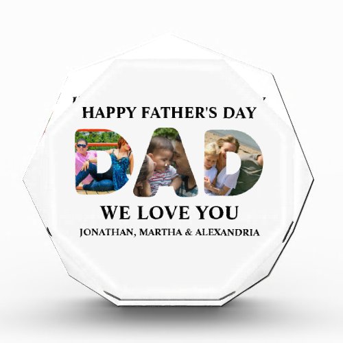 Create your own 3 photo collage Happy Fathers day Acrylic Award