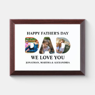 Create your own 3 photo collage Happy Fathers day Award Plaque