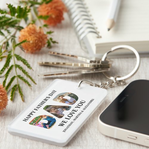Create your own 3 photo collage Happy Fathers day Keychain