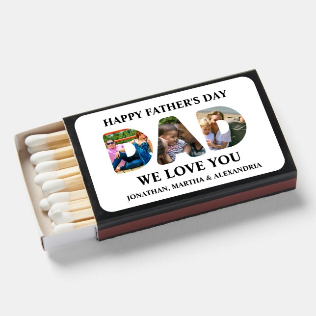Create your own 3 photo collage Happy Fathers day Matchboxes (Front Open)