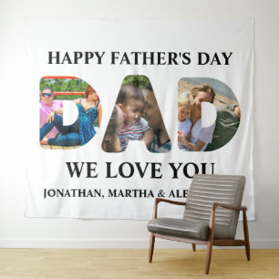 Create your own 3 photo collage Happy Fathers day Tapestry