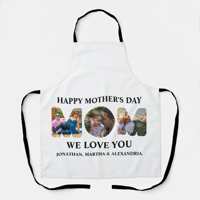 Create your own 3 photo collage Happy Mothers day Apron (Front)