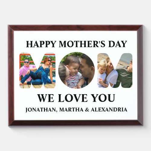 Create your own 3 photo collage Happy Mothers day Award Plaque
