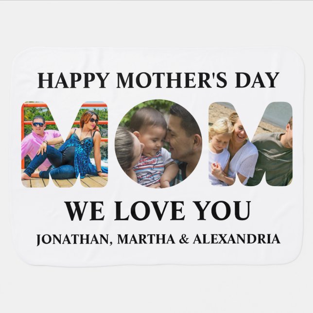 Create your own 3 photo collage Happy Mothers day Baby Blanket (Horizontal)