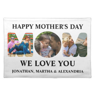 Create your own 3 photo collage Happy Mothers day Cloth Placemat