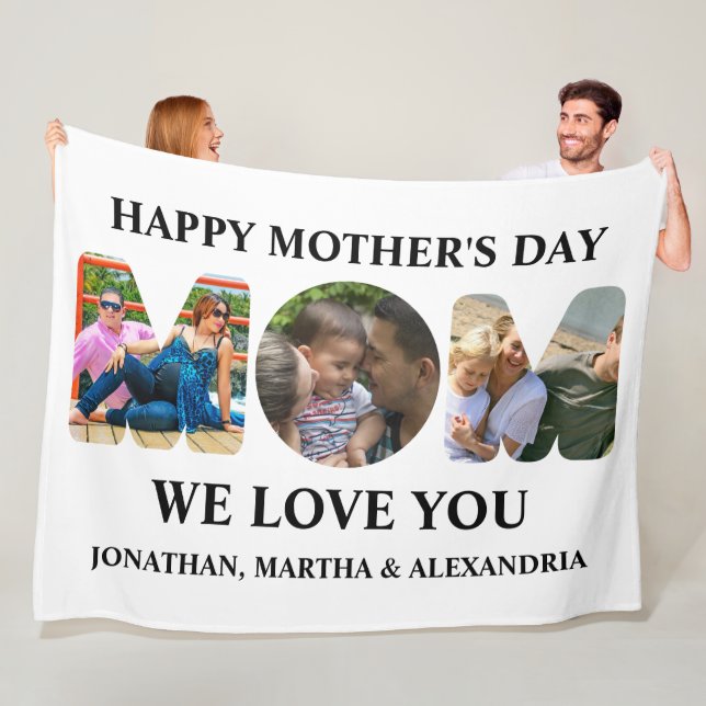 Create your own 3 photo collage Happy Mothers day Fleece Blanket (In Situ)
