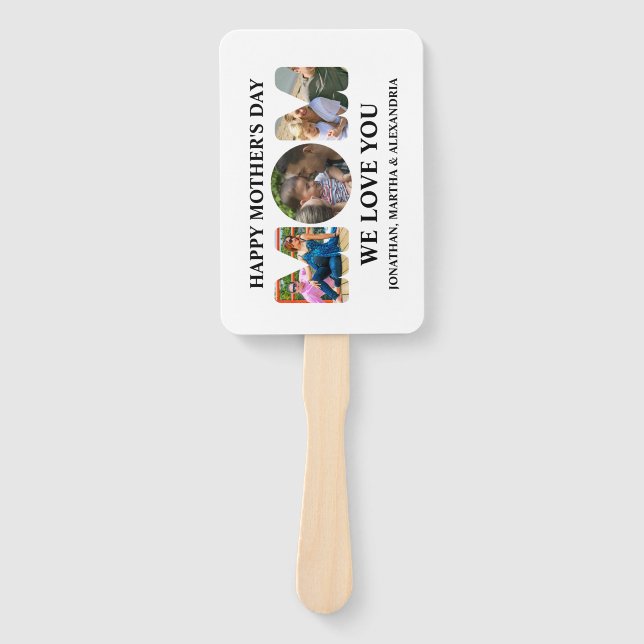Create your own 3 photo collage Happy Mothers day Hand Fan (Front)