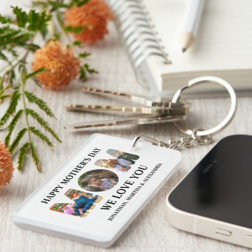 Create your own 3 photo collage Happy Mothers day Keychain