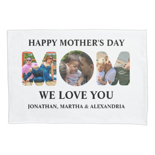 Create your own 3 photo collage Happy Mothers day Pillow Case