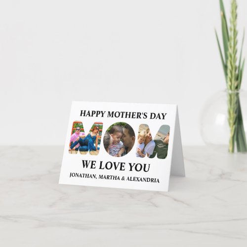 Create your own 3 photo collage Happy Mothers day  Thank You Card