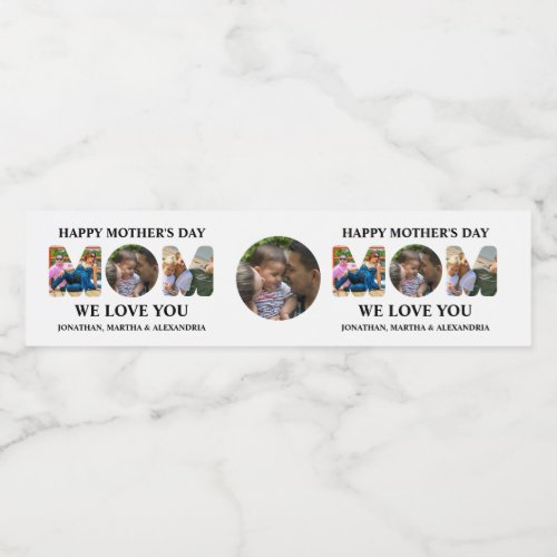 Create your own 3 photo collage Happy Mothers day Water Bottle Label