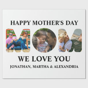 Create your own 3 photo collage Happy Mothers day Wrapping Paper