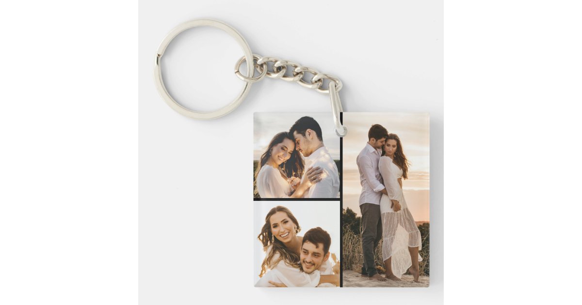 Create Your Own 3 Photo Collage Keychain | Zazzle