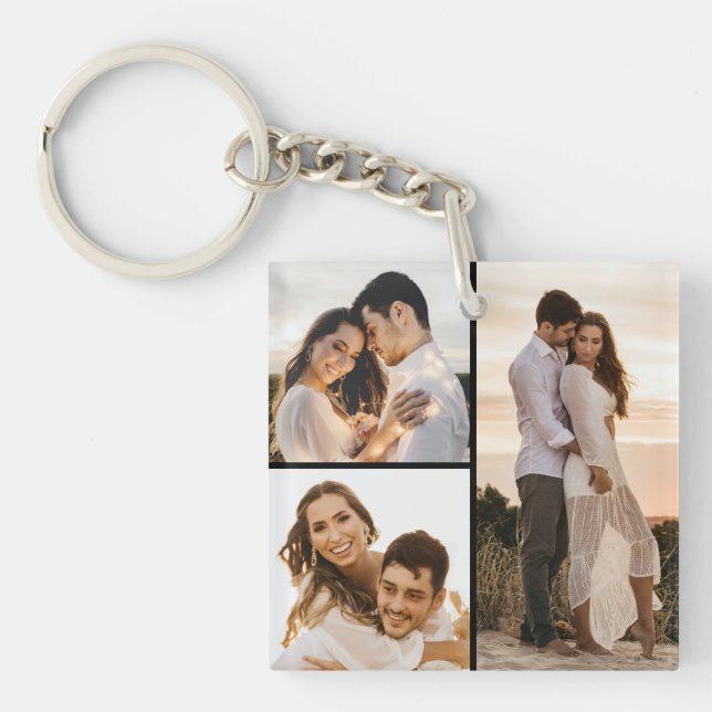 Create Your Own 3 Photo Collage Keychain (Front)