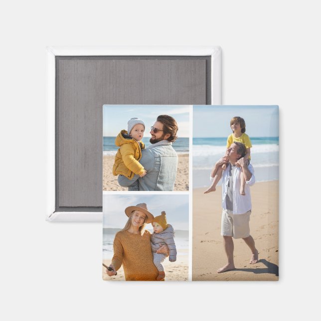 Create Your Own 3 Photo Collage Magnet (Front/Back)