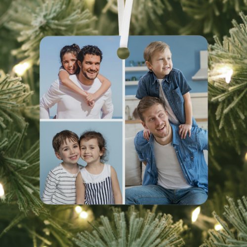 Create Your Own 3 Photo Collage Metal Ornament