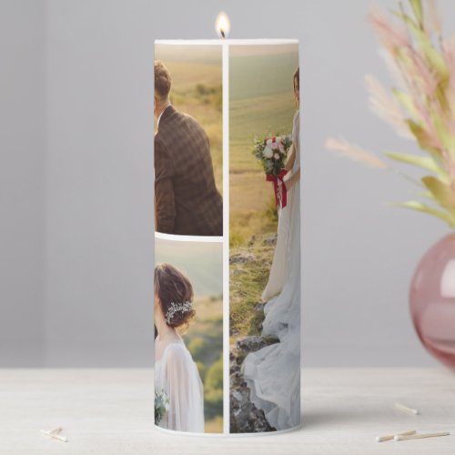 Create Your Own 3 Photo Collage Pillar Candle