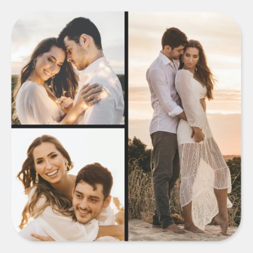 Create Your Own 3 Photo Collage Square Sticker