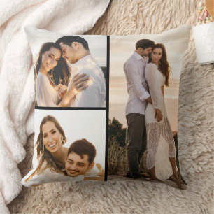 Create Your Own 3 Photo Collage Throw Pillow