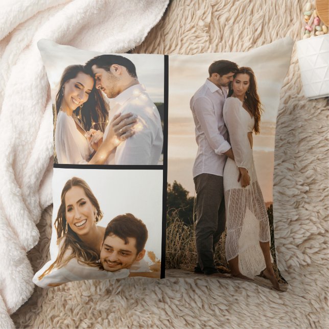 Create Your Own 3 Photo Collage Throw Pillow (Blanket)
