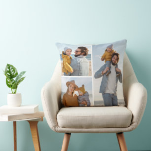 Create Your Own 3 Photo Collage Throw Pillow