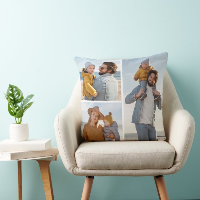 Create Your Own 3 Photo Collage Throw Pillow (Chair)