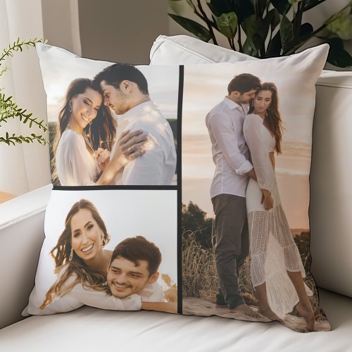 Create Your Own 3 Photo Collage Throw Pillow