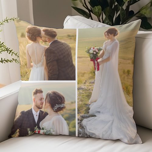 Create Your Own 3 Photo Collage Throw Pillow