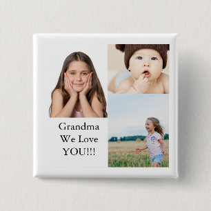 Create Your Own 3 Photo Collage   We Love Grandma  Button
