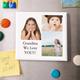 Create Your Own 3 Photo Collage   We Love Grandma  Magnet